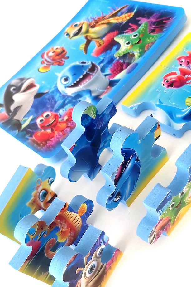 12 Parçalı 4 Adet Kalın Çocuk Puzzle Yapboz - 5