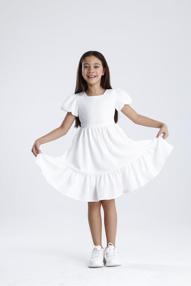 فستان منقوش بأكمام بالون - 5