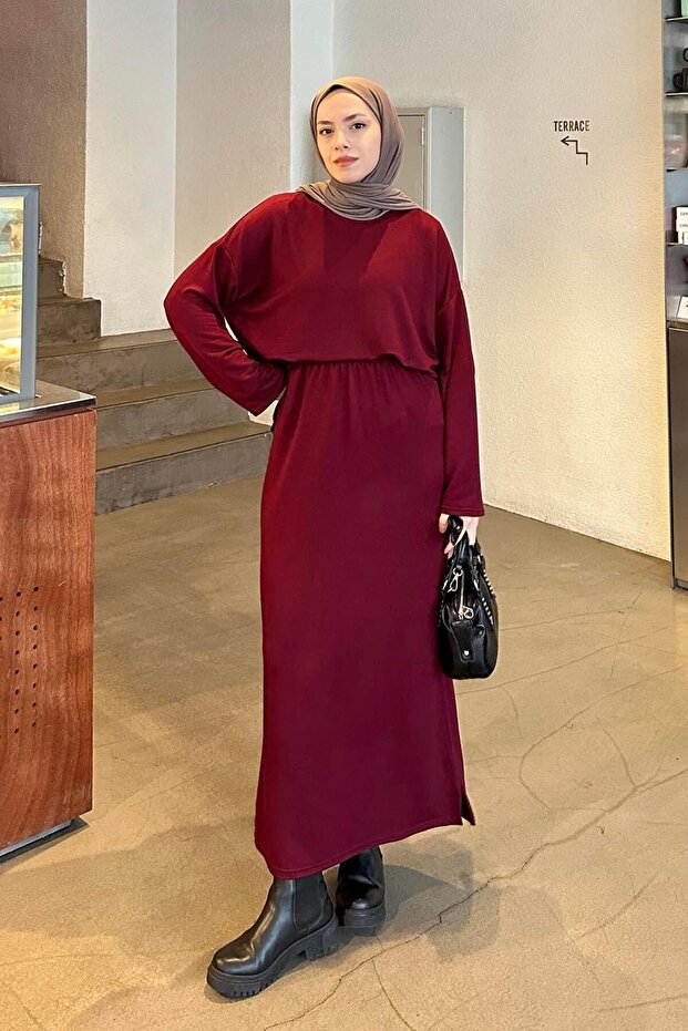 Crystal Skirt Suit Burgundy