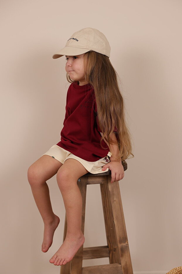 Burgundy Embroidered Oversize T-Shirt
