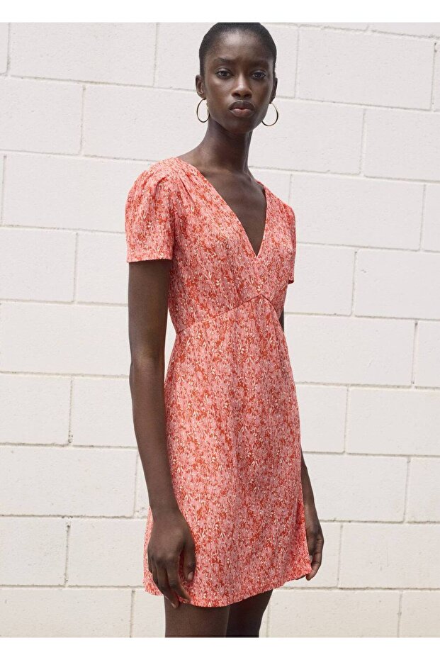 V yaka desenli elbise - 1