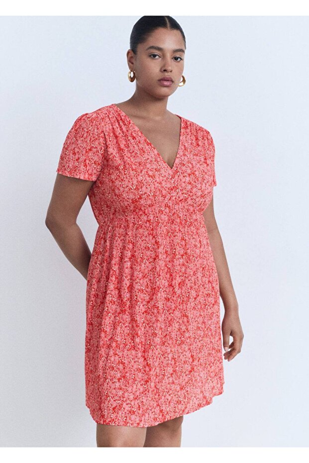 V yaka desenli elbise - 5