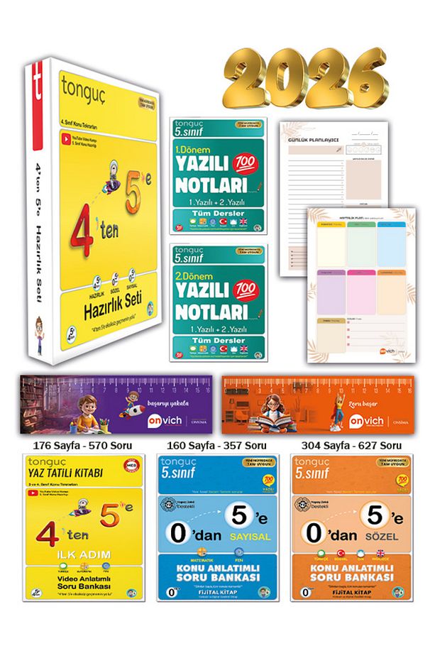 5. Sınıf 4 ten 5 e Hazırlık Tekrar Seti - 1 ve 2 Dönem Yazılı Notları Set 5 Kitap - 1