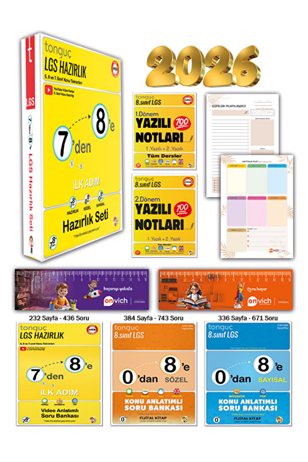 Tonguç Yayınları 8. Sınıf 7 Den 8 E Tekrar Yaz Tatili 0 Dan 8 E Hazırlık Seti 5 Kitap Yazılı Notları 1 Ve 2 Dönem Set