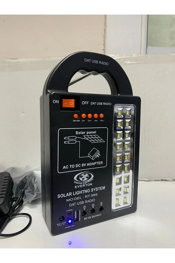 Dat 999 Radyolu Solar Güneş Enerjili Aydınlatma Sistemi Kamp Lambası 3 Adet Lambalı At-999 - 7