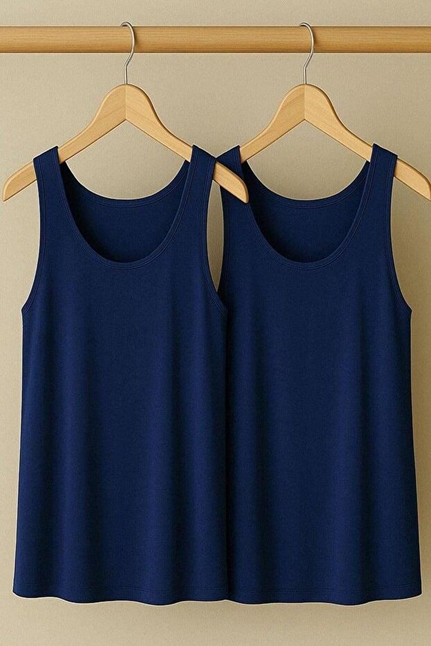 قطعتان من تي شيرت بدون أكمام ذو تصميم مريح وقاعدة سميكة - 1