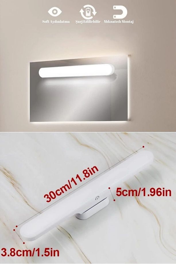 Martı Led Işık Micro Usb Şarjlı Kablosuz Led Lamba 3 Farklı Işık Led Aplik Dimlenebilir - 8