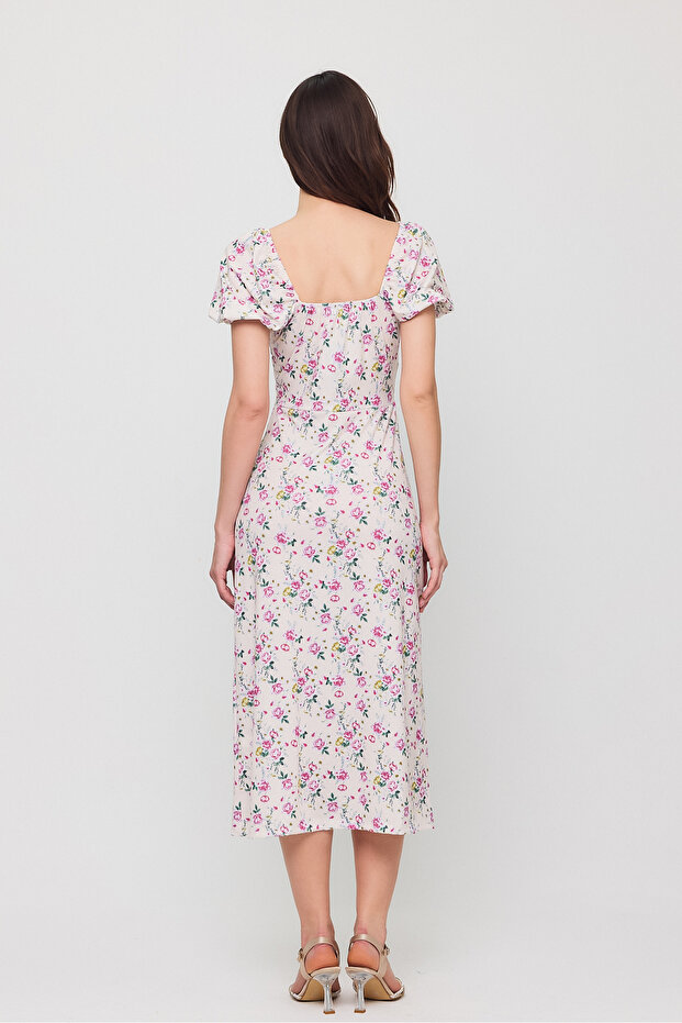 Schlitzkleid mit Blumenmuster - 5