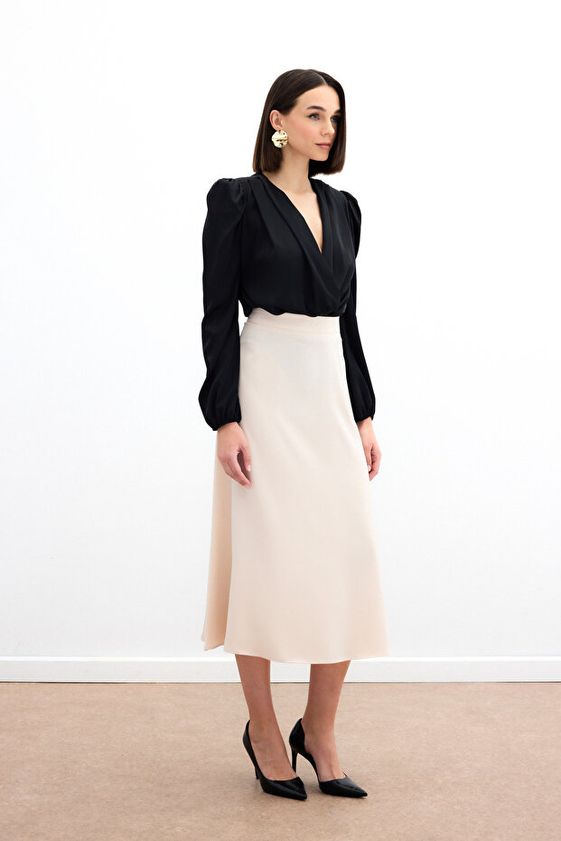 Midi-Satinrock - BEIGE - 4