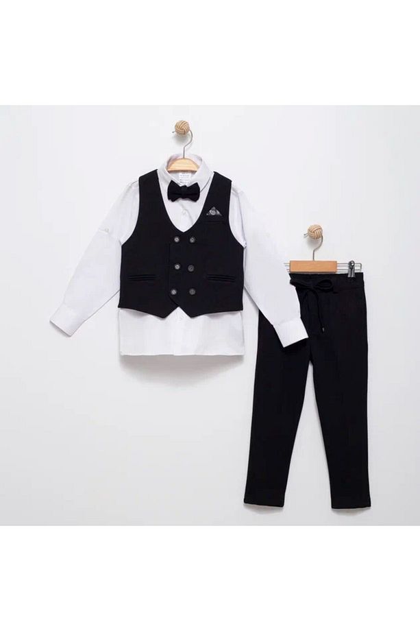 örme model yelekli erkek takım elbise / papyonlu yelekli takım / gömlek-yelek-pantolon takım - 7