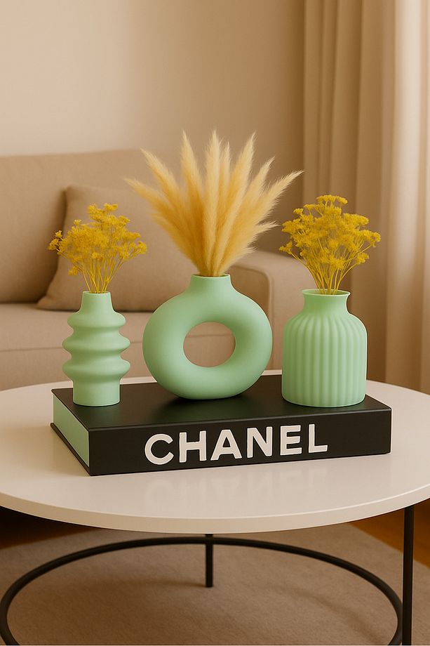 3 Lü Bohem Pinterest Vazo Seti Yeşil - 1