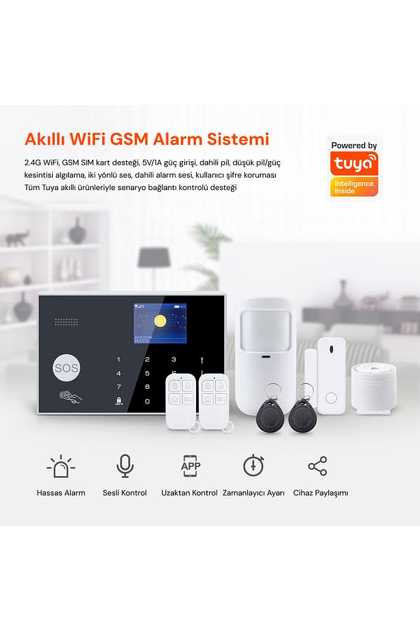 Sas-10 Akıllı Alarm Güvenlik Sistemi - Wifi & 4g Gsm Bağlantısı, Hareket Sensörü Ve Mobil Uyuml - 1