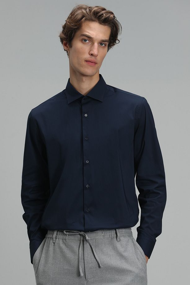 Austın Erkek Basic Gömlek Slim Fit Lacivert - 1