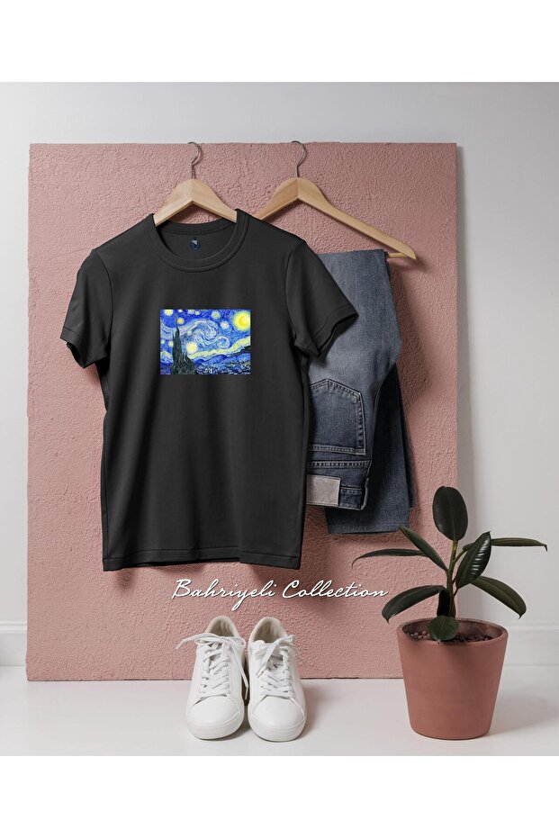 Oversize Starry Night Painting Designed Unisex T-Shirt
