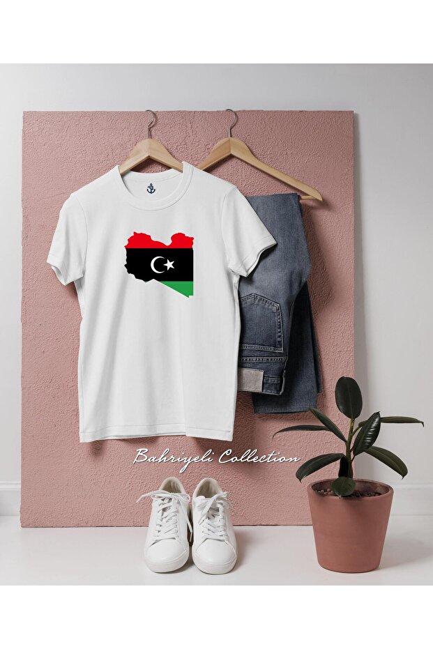 تي شيرت للجنسين بتصميم علم ليبيا ترابولي كبير الحجم