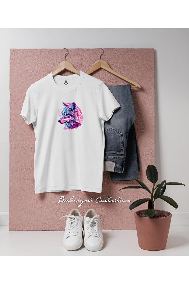 Unisex T-Shirt with Stylish Dog Design with Oversize Neon Sunglasses