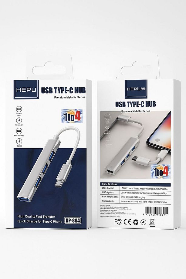 Type-c To USB Hub 4 Port Metal Usb Çoğaltıcı Macbook Uyumlu usb 3.0 Hub Otg Usb Adaptör Çoklayıcı - 1