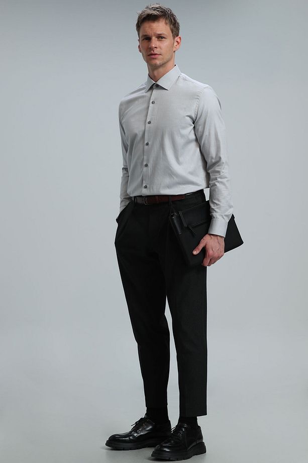 Danıel Erkek Basic Gömlek Slim Fit Gri - 4