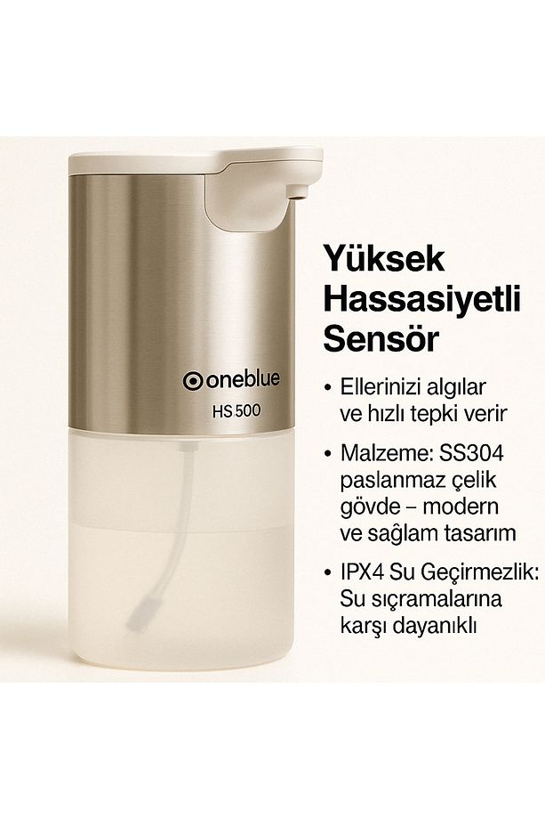 Hs500 Sensörlü Sıvı Sabunluk – 330 Ml, Köpük Ve Sıvı Sabun Uyumlu, Paslanmaz, - 6