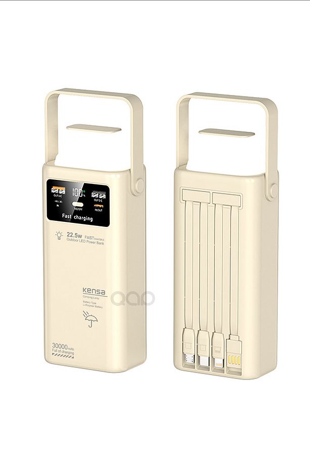 30000 Mah Kendinden Kablolu Led Fener Kamp 22.5 Watt Süper Hızlı Powerbank Iphone Ve Android Uyumlu - 5