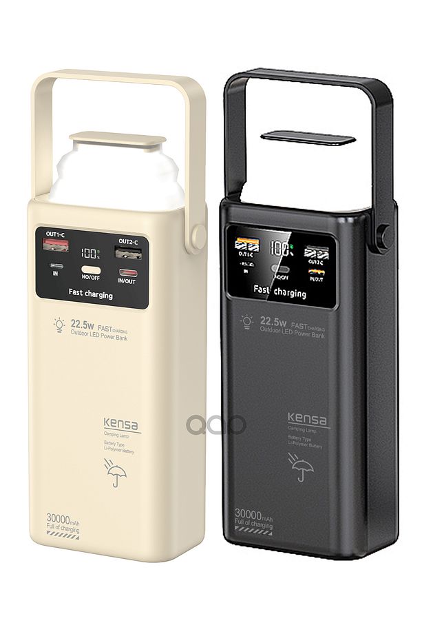 30000 Mah Kendinden Kablolu Led Fener Kamp 22.5 Watt Süper Hızlı Powerbank Iphone Ve Android Uyumlu - 1