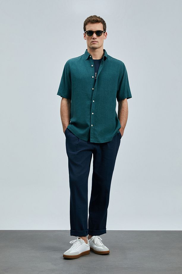 Bert Erkek Basic Gömlek Comfort Fit Yeşil - 5