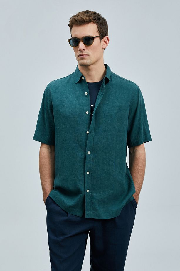 Bert Erkek Basic Gömlek Comfort Fit Yeşil - 4