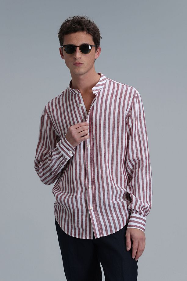 Fast Erkek Basic Gömlek Comfort Fit Bordo - 5