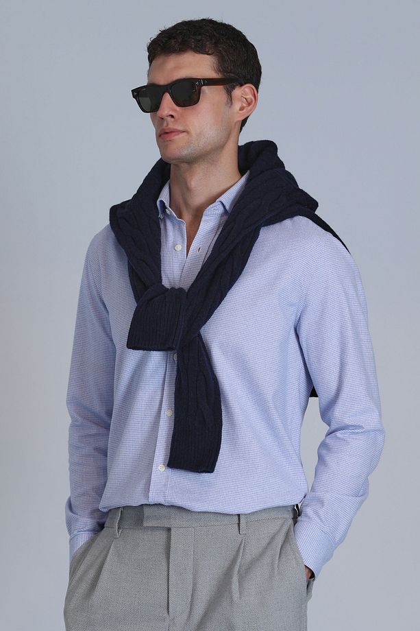 Frederik Erkek Basic Gömlek Slim Fit Açık Mavi - 5