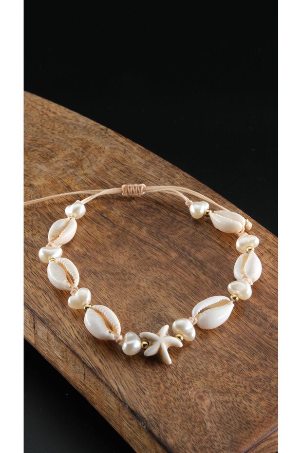 Starfish - Adjustable Anklet and Pearl Elevator Seashell - 1