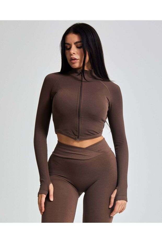 Shape Zip Ceket - Cappuccino - 1