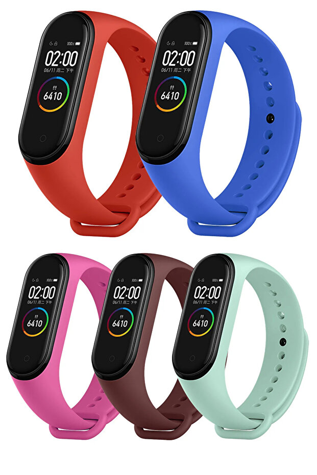 مجموعة من 5 حبال سيليكون متوافقة مع Xiaomi Mi Band 3/4