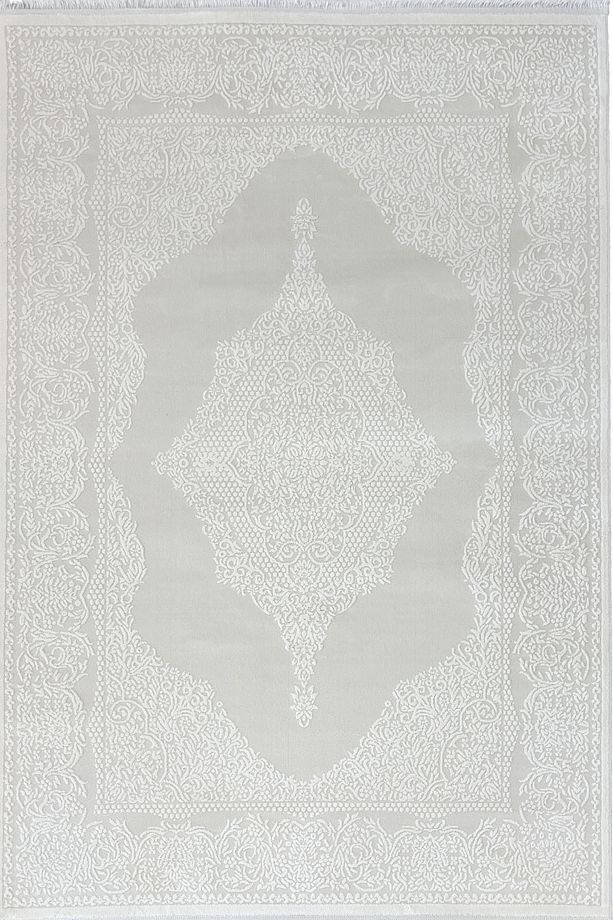 4 Metrekare - 6 Metrekare Modern Kalın %100 Akrilik (YÜN) Salon Oturma Odası Mutfak Halısı Beyaz - 2