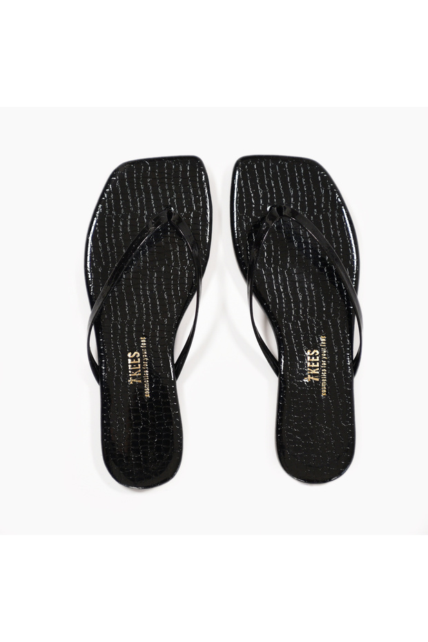Women's Crocodile Black Square Toe Daily Stylish Slippers
