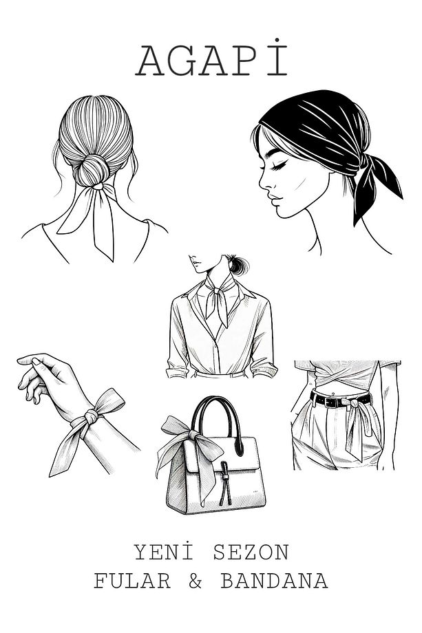 Çiçek Desenli Bandana Fular - 4