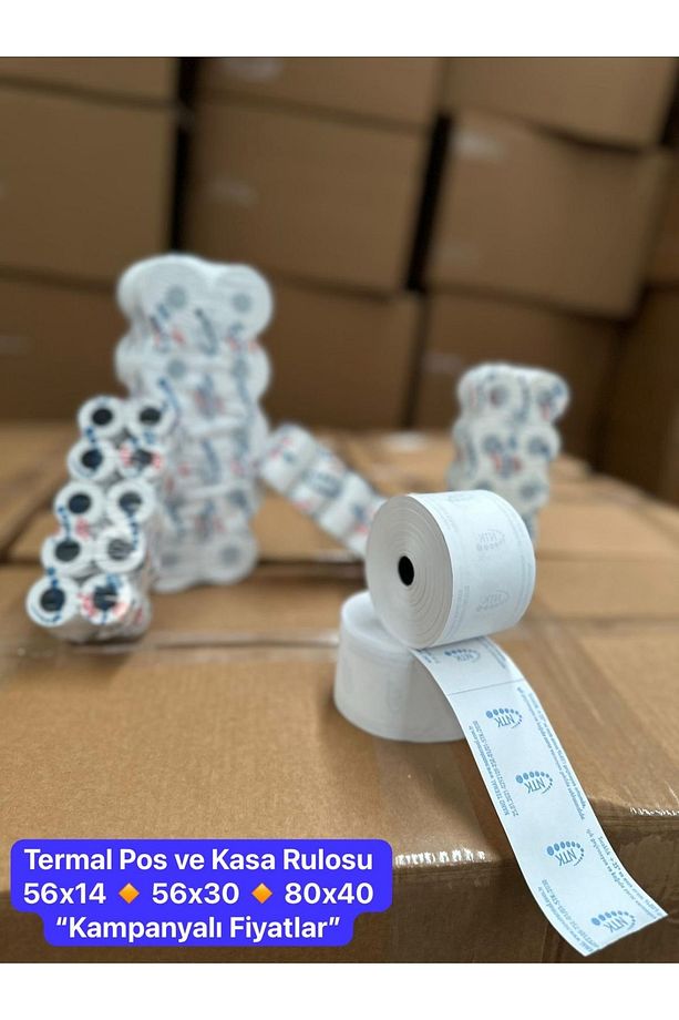 56x14 Termal Rulo - Yazarkasa Pos Rulosu 1 Paket 10 Adet - 3