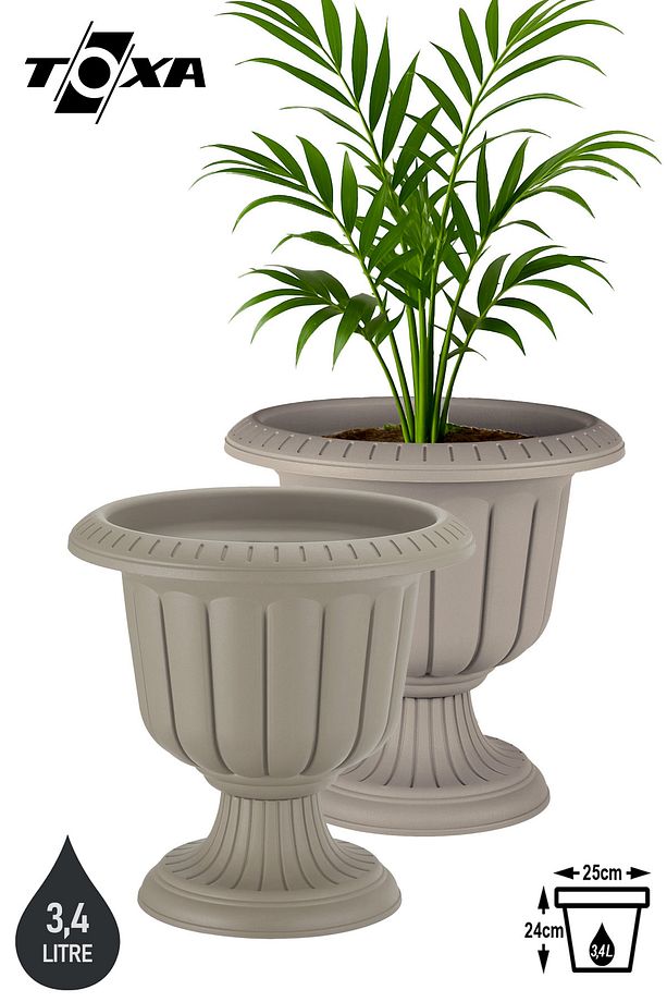 2 Adet Ayaklı Plastik 25cm Dekoratif Nergiz Saksı Seti - 1