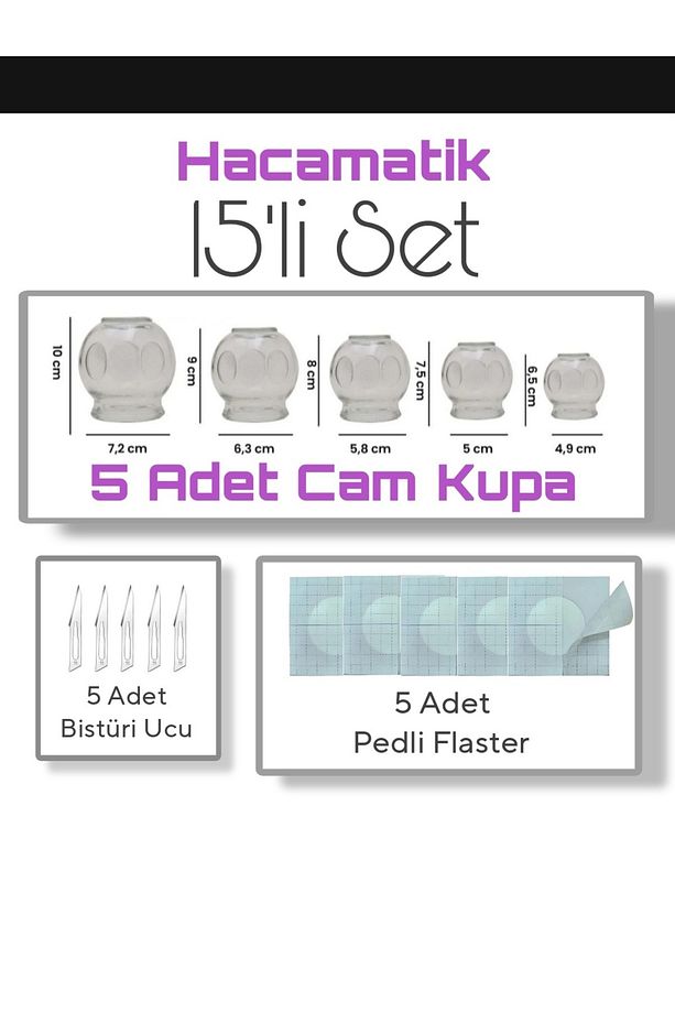 15'li Cam Hacamat Seti - Bardak Çekme - Kupa Masaj Seti - 1