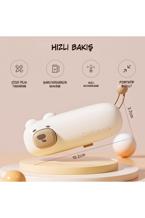 USB Şarjlı Poşet Mühürleyici | Taşınabilir Atıştırmalık Poşet Kapatıcı |  Manyetik Ev Kullanımı İçin - 3