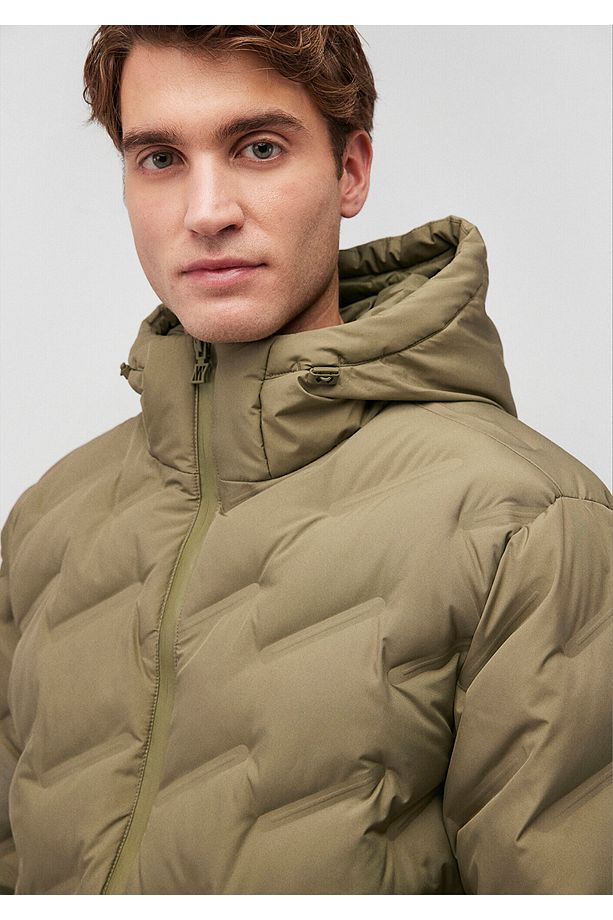 Kapüşonlu Haki Ceket Regular Fit / Normal Kesim 0110368-71559 - 5