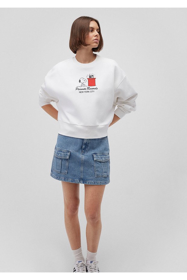 Snoopy Printed White Sweatshirt 1S10256-70057