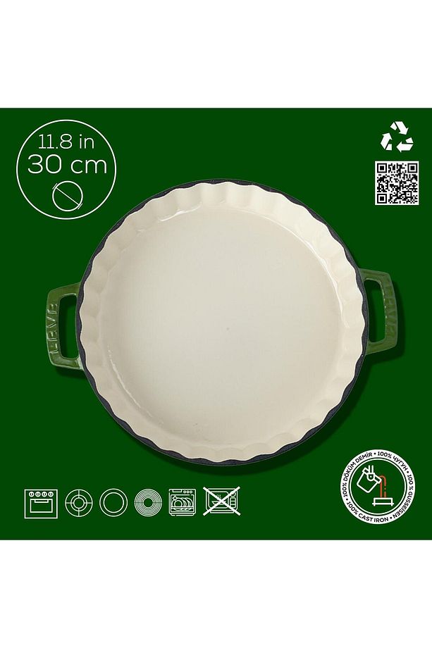 Döküm Yuvarlak Rosto Ve Fırın Tepsisi Edition Serisi Döküm Demir Yekpare Çift Kulplu Çap(Ø)30cm - 4