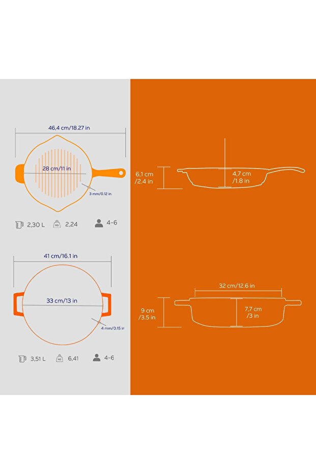 Döküm 2x Edition Serisi Özel Koleksiyon Döküm Demir Tencere & Tava Seti - 7