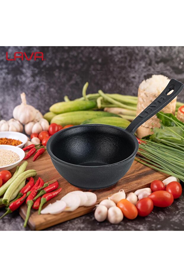 Döküm Yuvarlak Sufle Sos Kabı Döküm Demir Yekpare Saplı Çap(Ø)7cm. - 7