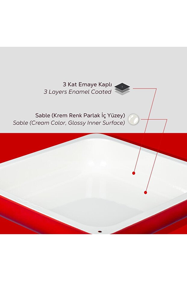 حوض استحمام مطعم مستطيل مقاس 35 × 32 سم - مقاس 2/3 - 7