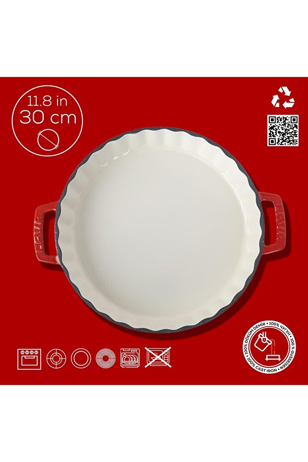 Döküm Yuvarlak Rosto Ve Fırın Tepsisi Edition Serisi Döküm Demir Yekpare Çift Kulplu Çap(Ø)30cm - 5