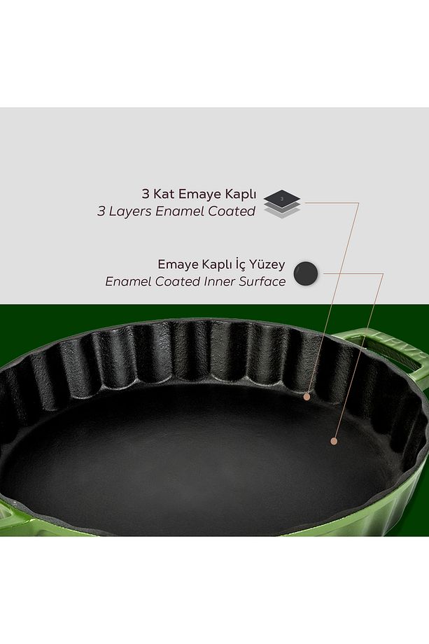 Döküm Yuvarlak Rosto Ve Fırın Tepsisi Döküm Demir Yekpare Çift Kulplu Çap(Ø)30cm. - 6
