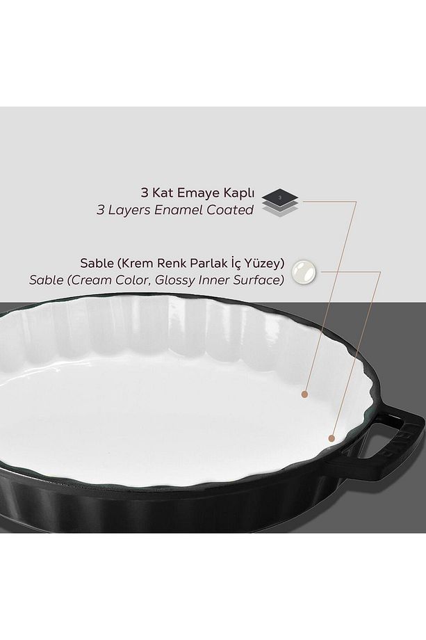 Döküm Yuvarlak Rosto Ve Fırın Tepsisi Edition Serisi Döküm Demir Yekpare Çift Kulplu Çap(Ø)30cm - 6