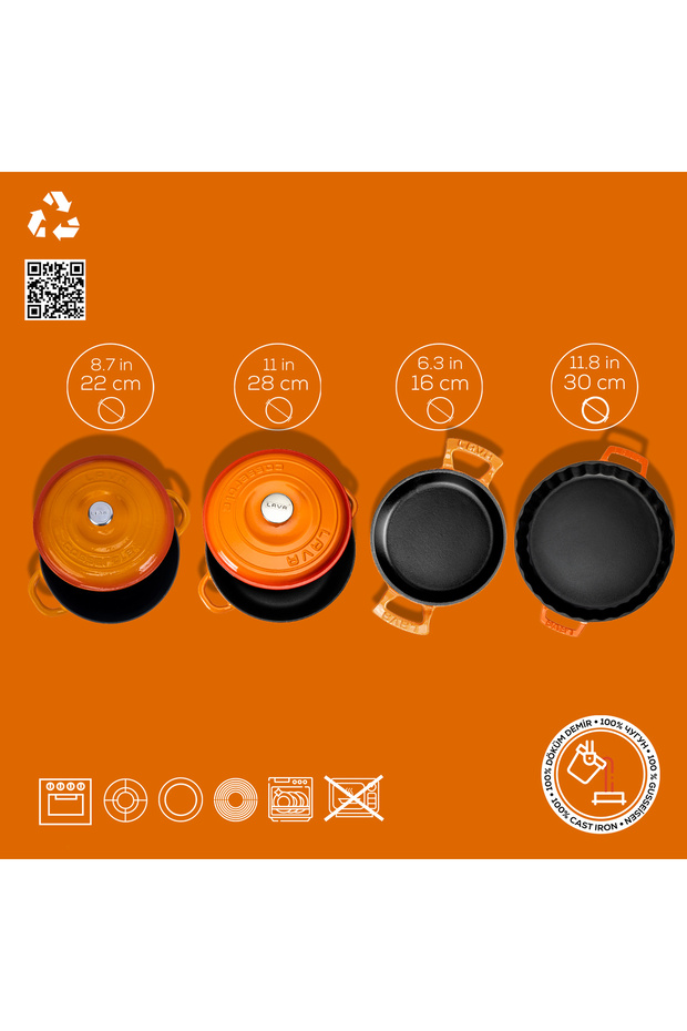 Döküm 4x New Heritage Serisi Döküm Demir Tencere Tava Seti - 4