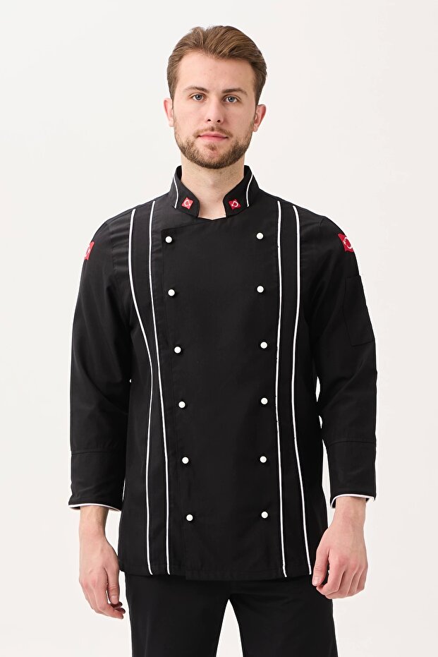 سترة الطهي من Hispanica Chef - سترة مطبخ احترافية، قابلة للتنفس، أنيقة ومتينة